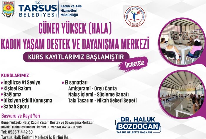 Kadn Yaam Destek Ve Dayanma Merkezinde cretsiz Kurs Kaytlar Balad